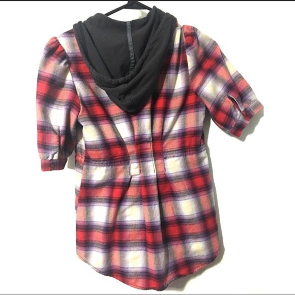 Free People Red Plaid Hoodie Size- 0 - Picture 2 of 3